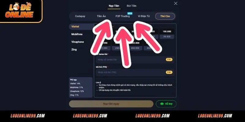 Tổng hợp các phương thức nạp tiền Lô Đề Online
